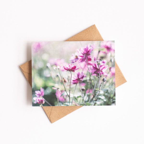 Handmade greeting card, pink floral photography