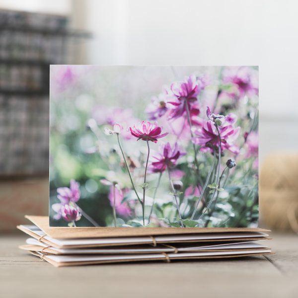 Handmade greeting card, pink floral photography